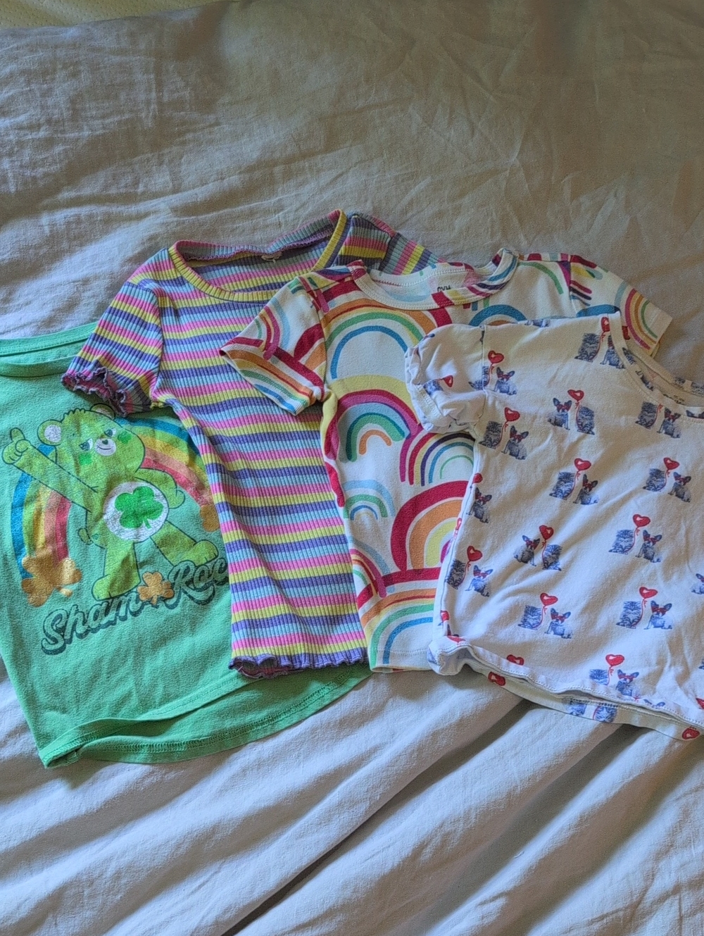Set Of 4 Girls' Short Sleeve Tops